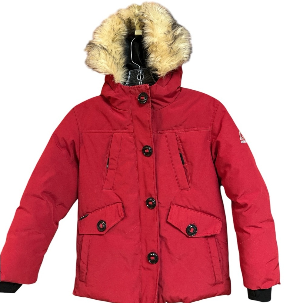 Gerry Parka Red Faux Fur Trim Hooded Girls Winter Coat S-7/8